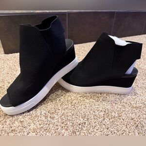 MIA Black Wedge Slip-On Sneakers